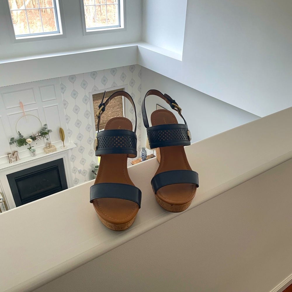 Blue Tommy Hilfiger Cork Wedge Heels